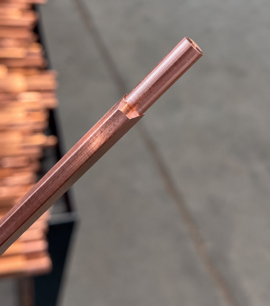 Profiled T1/T2 copper rotor bar with machined end