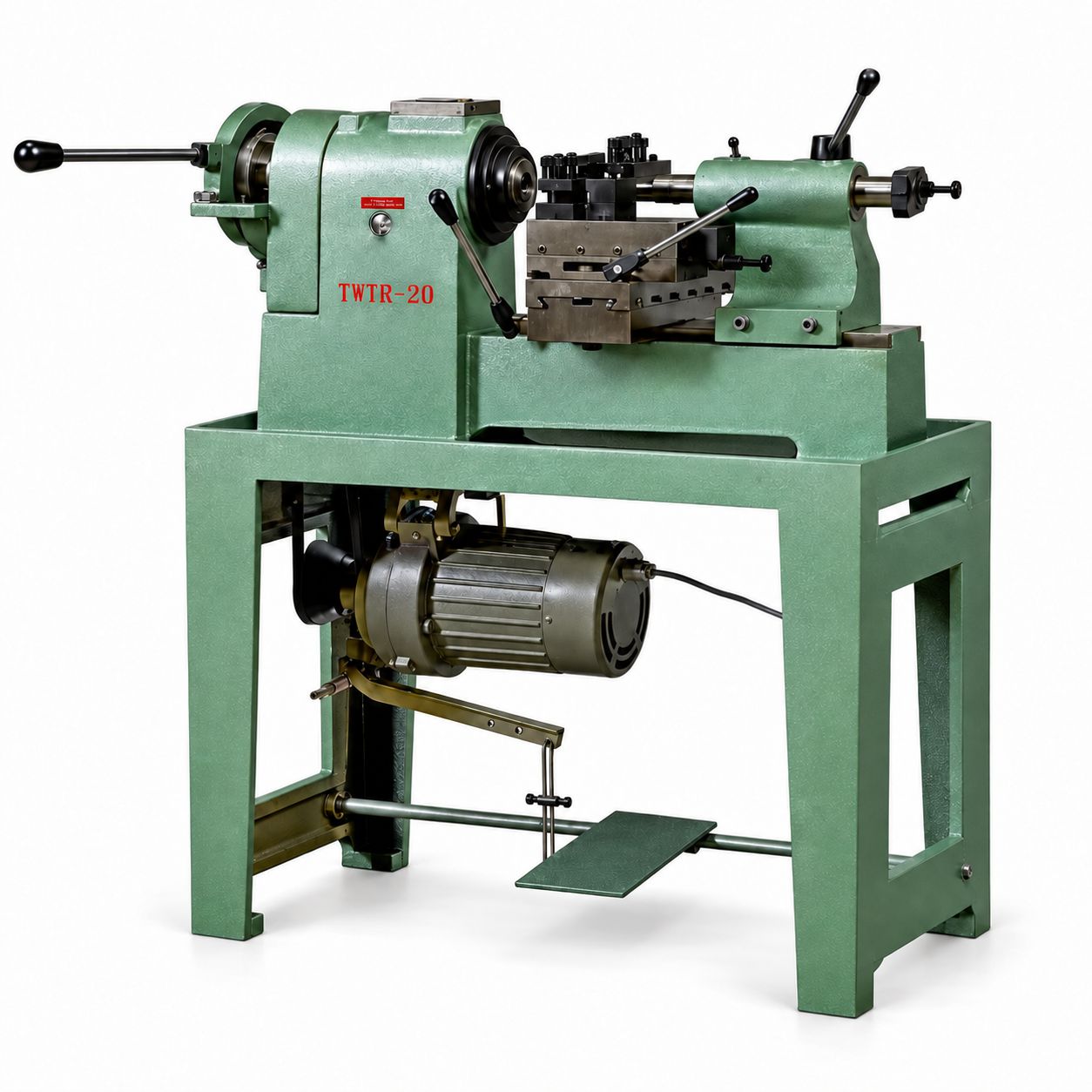 Original simple bench lathe used for end machining