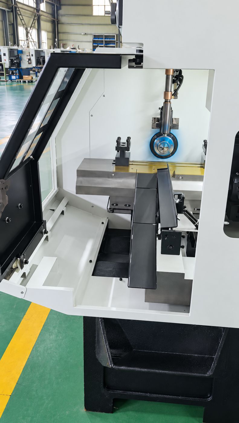 Spindle guide tube inside the CNC lathe