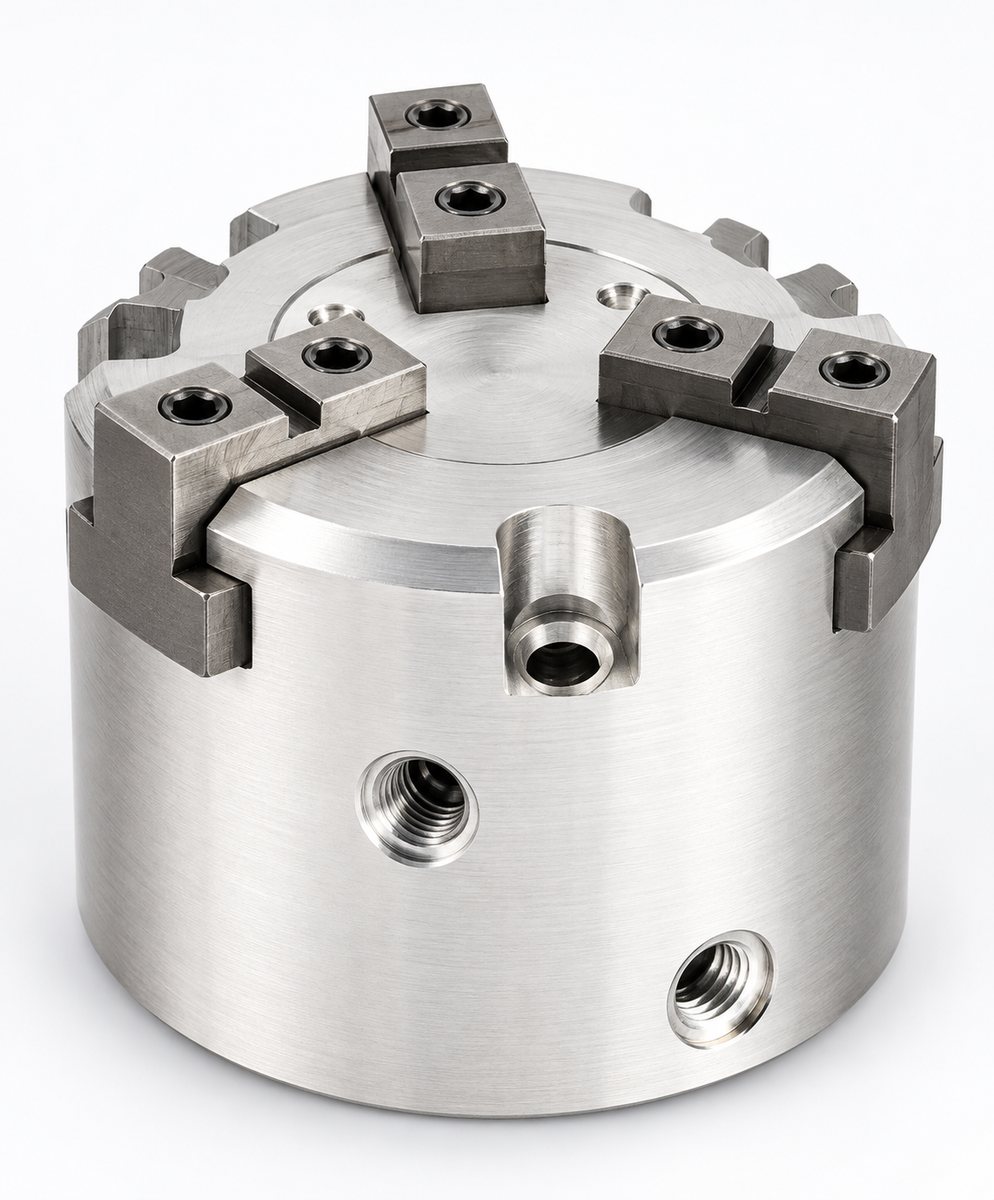 Pneumatic chuck on the first-operation fixture