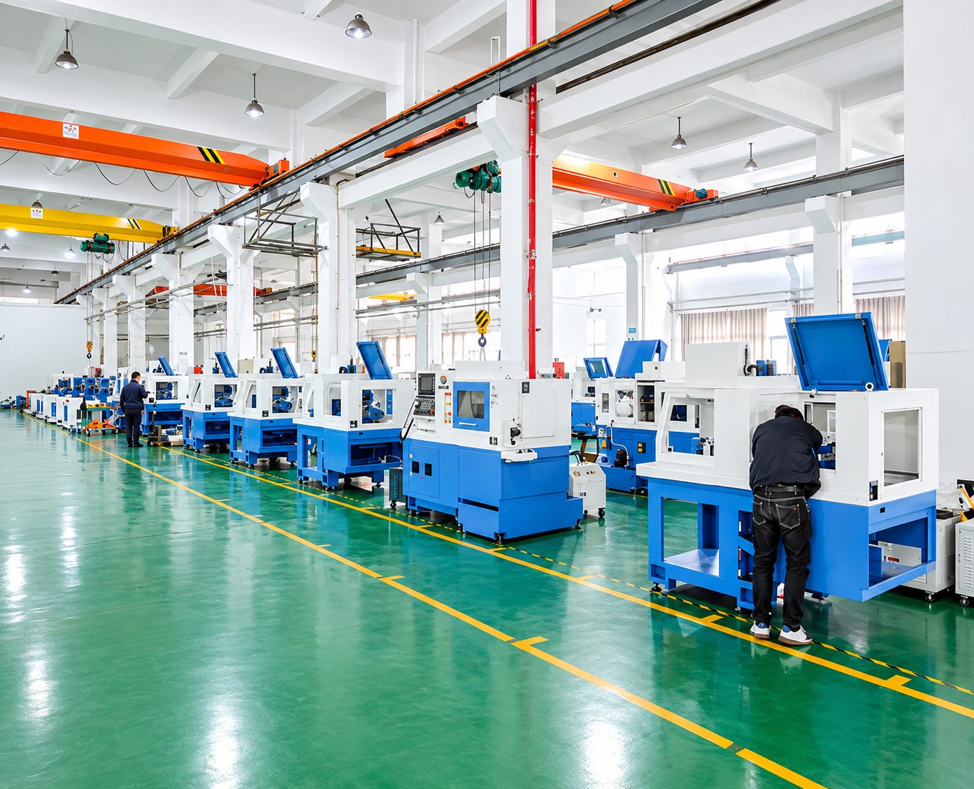 Swiss-Type CNC Lathe Assembly Workshop